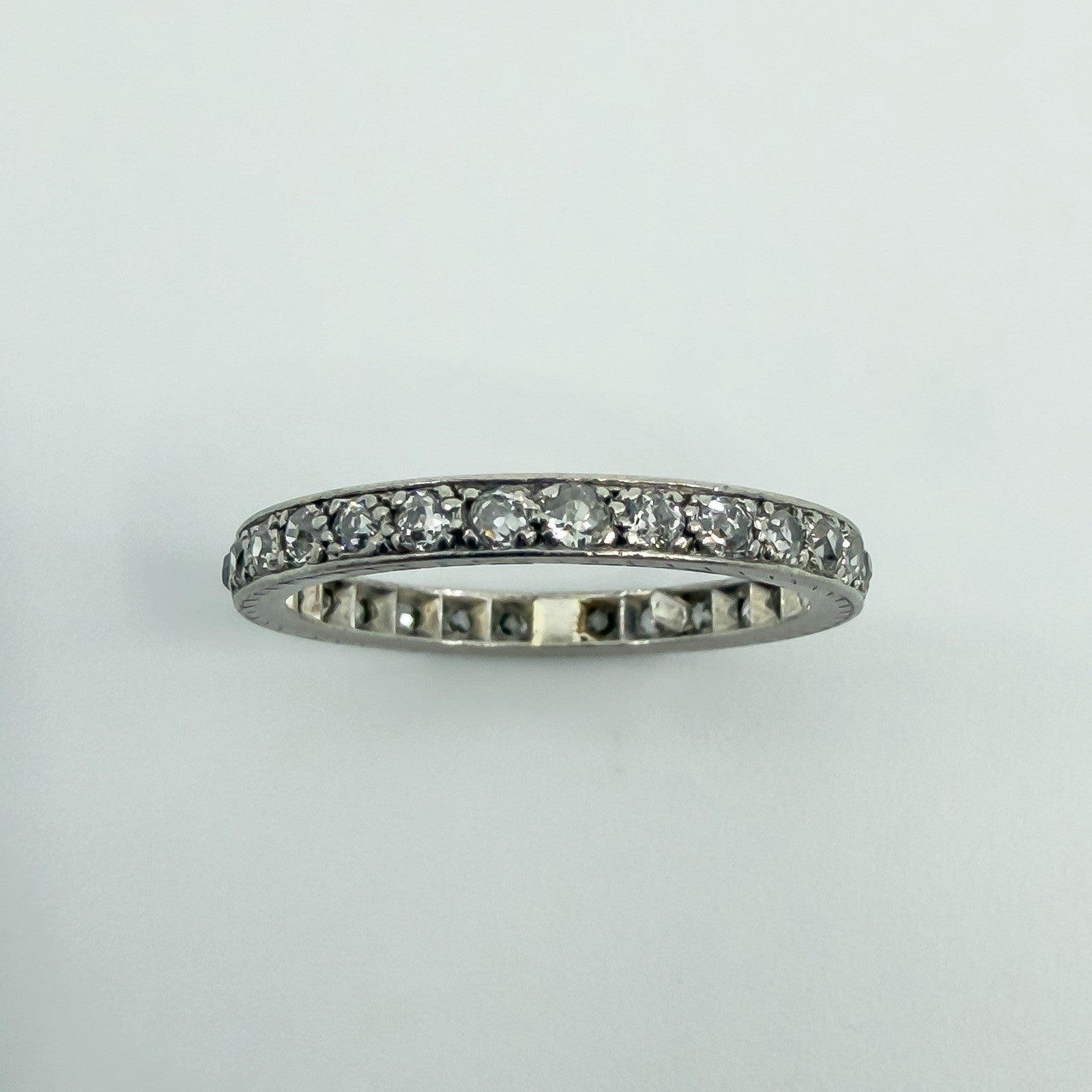 Antique Platinum Old Cut Diamond Full Eternity Band / Ring Size L - M