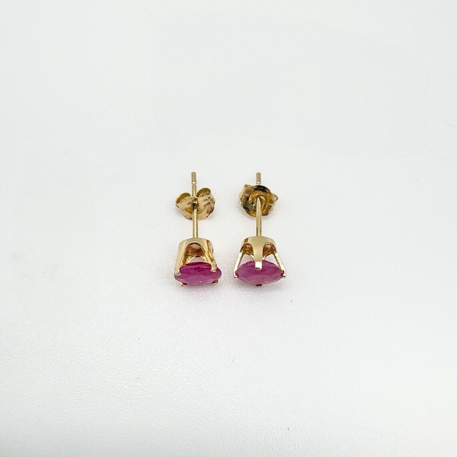 14ct Gold 1ct Ruby Solitaire Stud Earrings