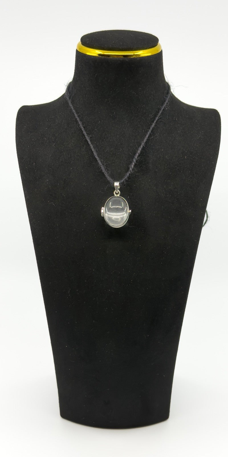 Large Chunky Sterling Silver Oval Double Sided Glass Orb Photo Locket 925