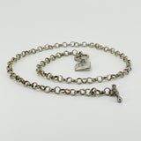 Vintage Sterling Silver 16.8” Rolo Chain & CZ T-Bar Toggle 925