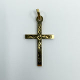 Vintage 9ct Gold Engarved Christian Cross Pendant / Charm 375 Reversible (1994)