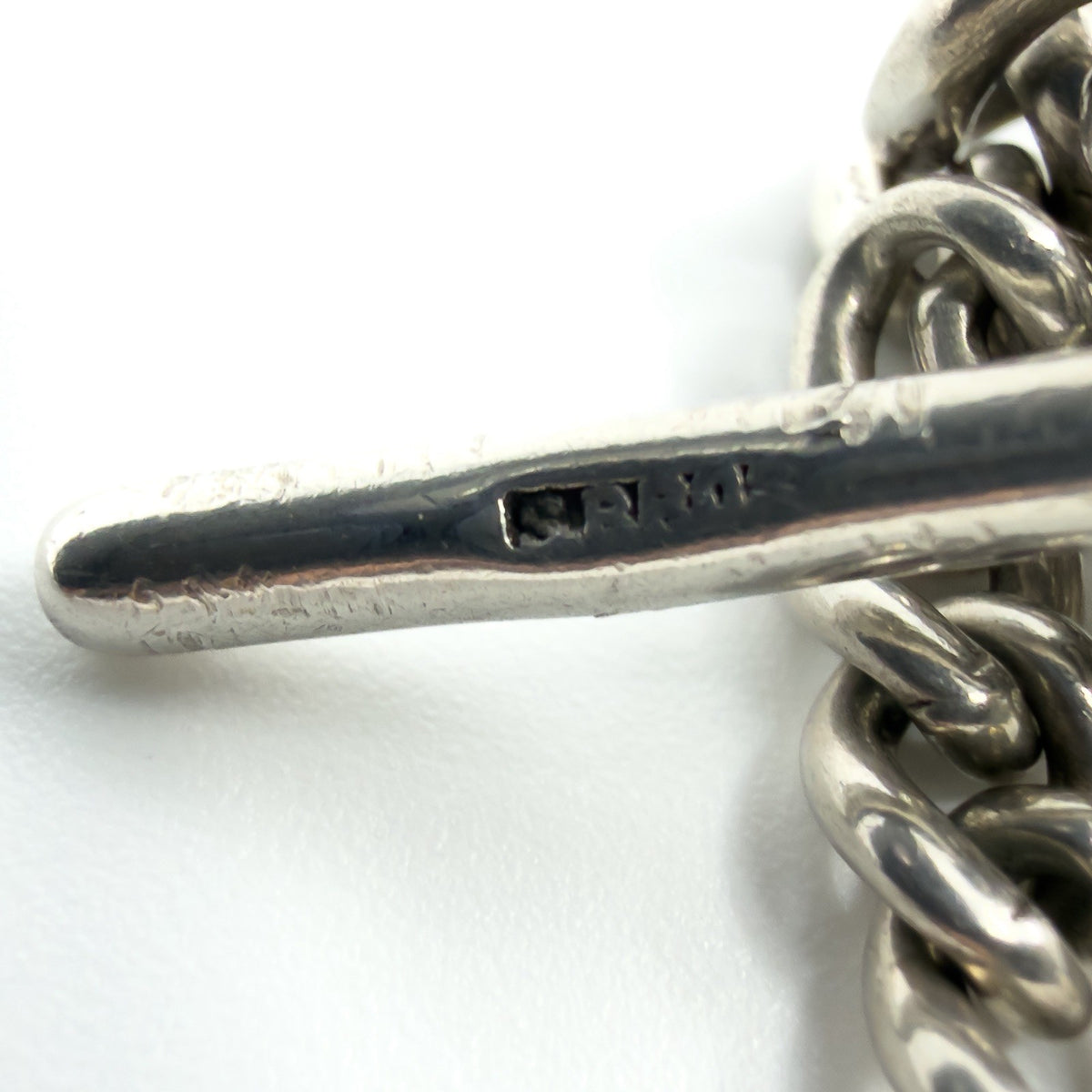 Antique Edwardian Sterling Silver 13.8" Albert Chain & T-Bar Pendant 925 (1901)