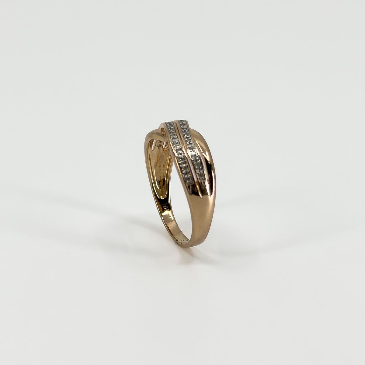 9ct - 10ct Rose Gold Diamond Band / Ring 375 Size P