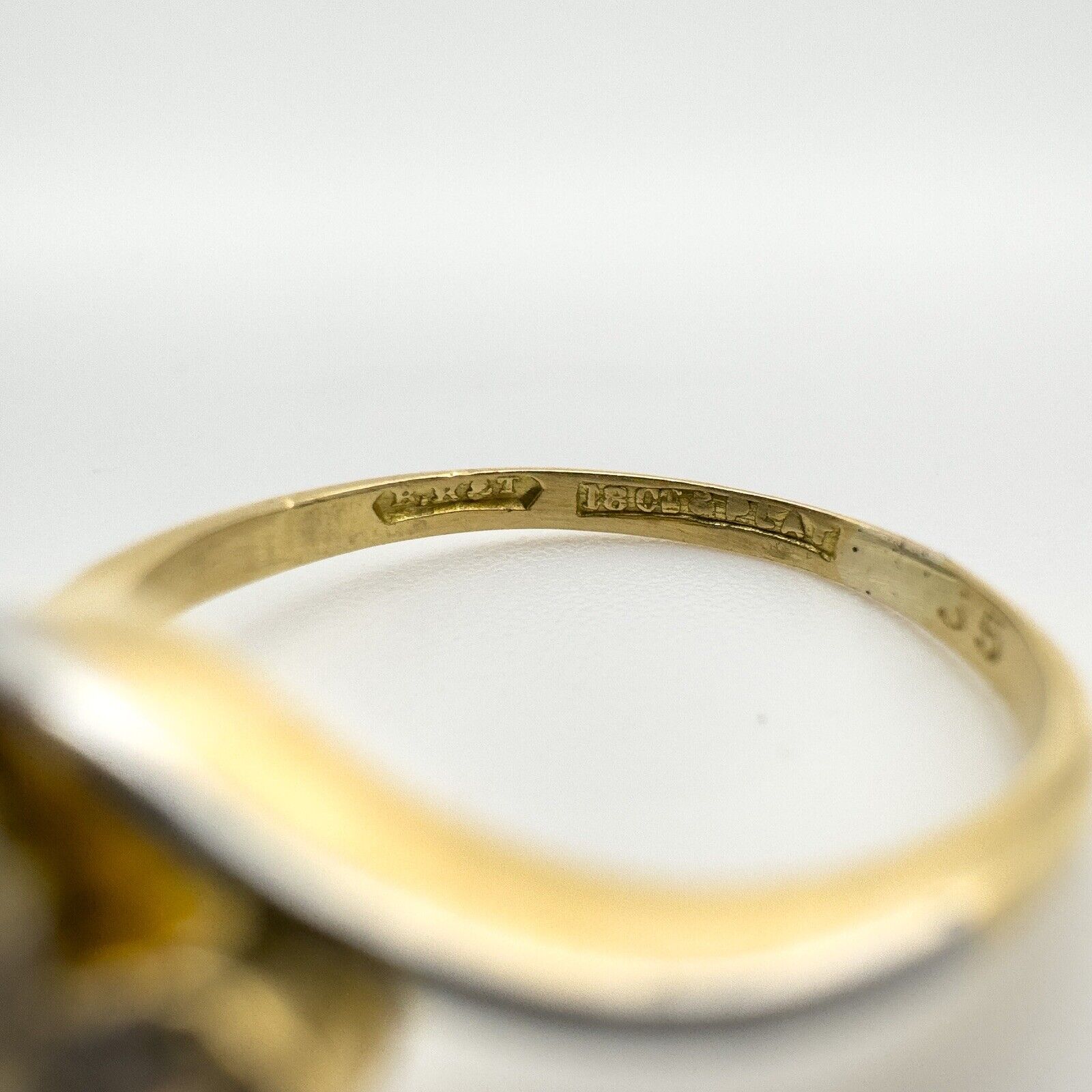 Art Deco 18ct Gold & Platinum 0.35ct Diamond Trilogy Ring Size K - L