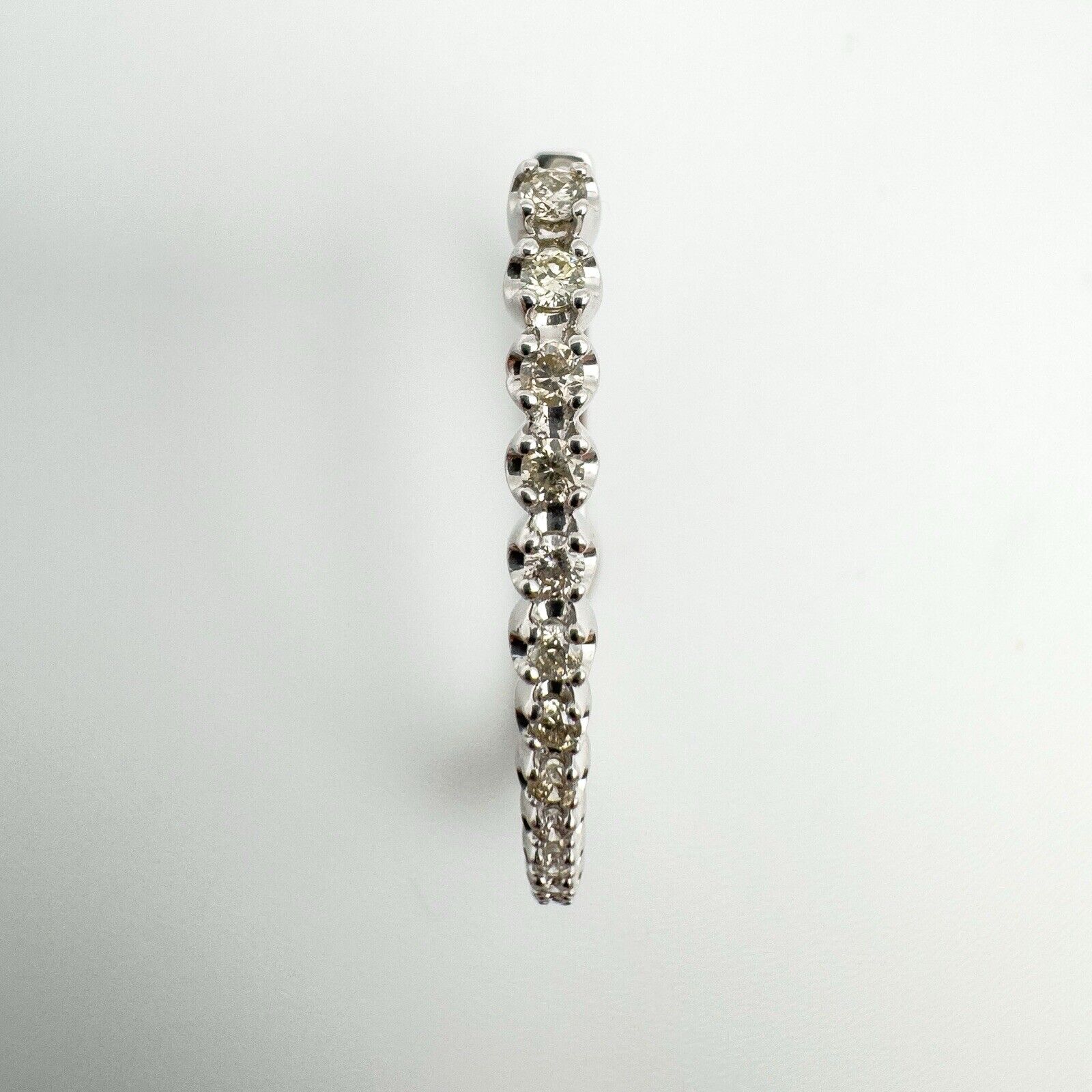 10ct White Gold Large Diamond Hoop Earrings