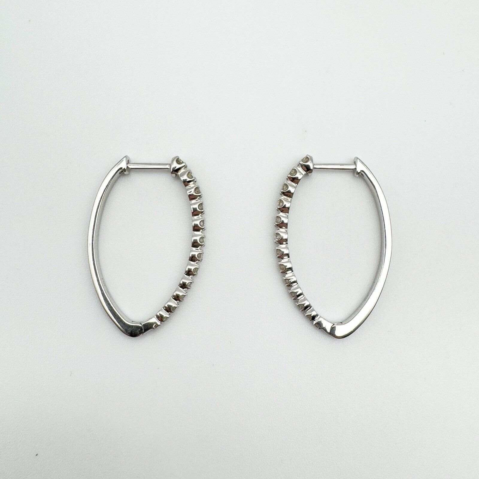 10ct White Gold Large Diamond Hoop Earrings