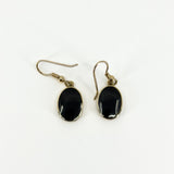 Vintage 9ct Gold Fob Earrings Blue John & Black Onyx 375 by David Scott Walker