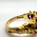 Vintage 9ct Gold 0.50ct Amethyst Half Hoop Band Ring Size L - M 3.7g 1972