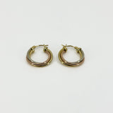 Vintage 9ct Gold Tri Coloured Twisted Hoop Earrings 375