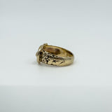 Vintage Chunky 9ct Gold Floral Engraved Buckle Ring 375 Size O 6.2g