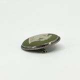 Vintage Sterling Silver Wedgewood Green Jasper Ware Cameo Brooch 925