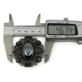 Large Vintage Sterling Silver Filigree Hematite Brooch 925