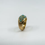 Antique 14ct Rose Gold Turquoise Bombe Ring Size M