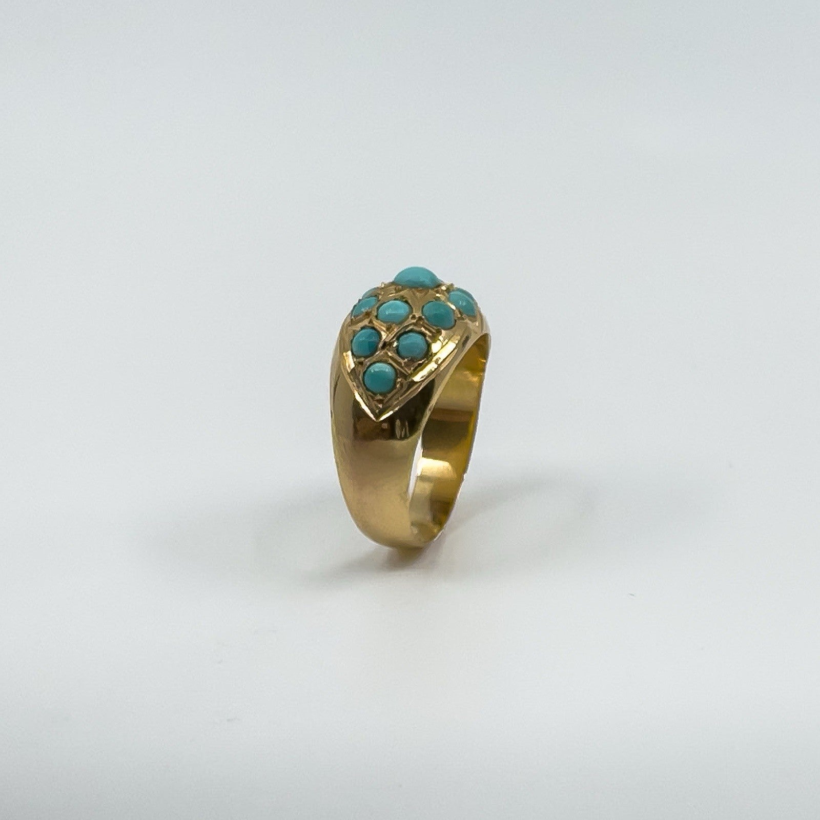 Antique 14ct Rose Gold Turquoise Bombe Ring Size M