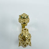 18ct Gold Gem Set Double Panther Head Ring Size O 750