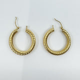 Large Vintage Chunky Twisted 9ct Gold Hoop Earrings 1991