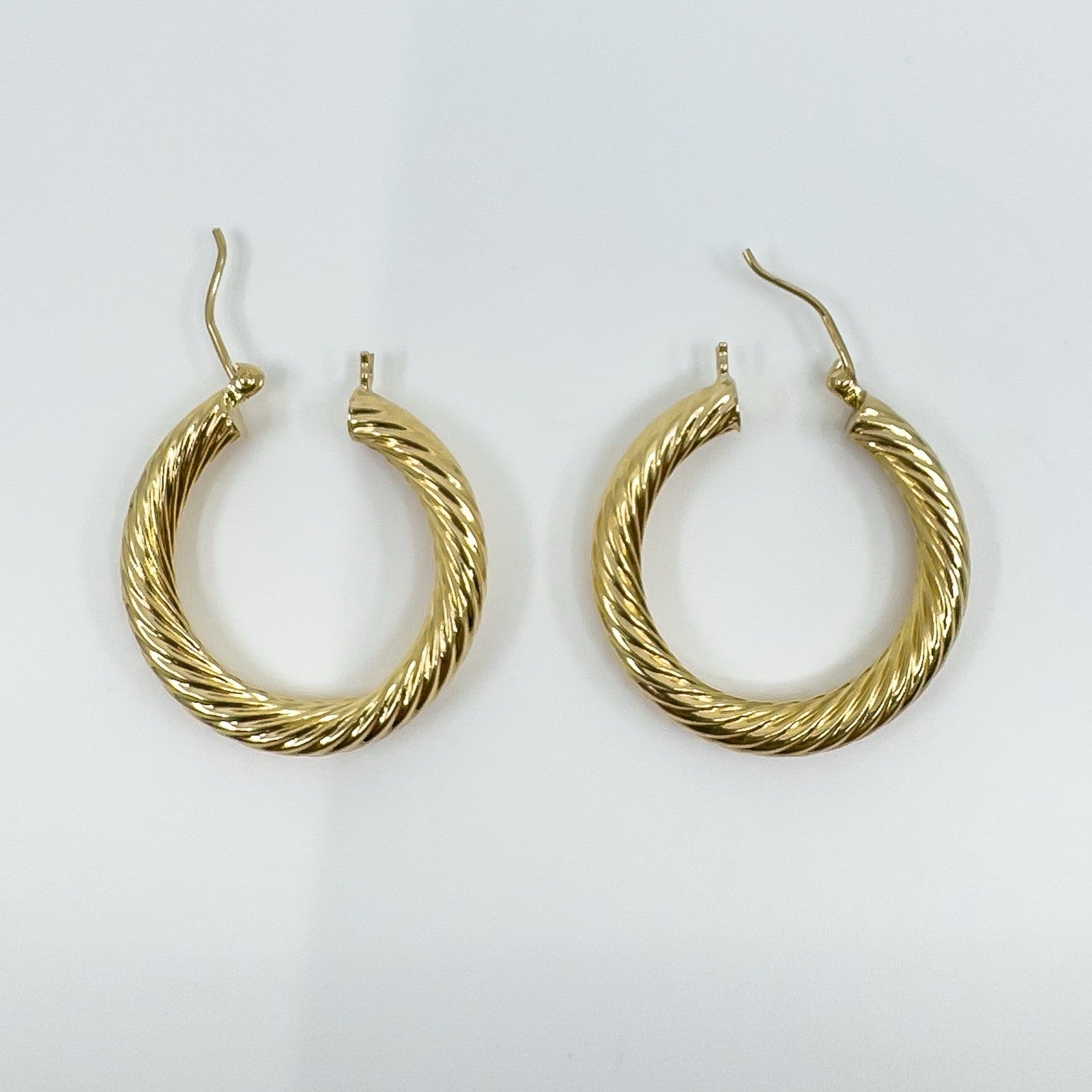Large Vintage Chunky Twisted 9ct Gold Hoop Earrings 1991