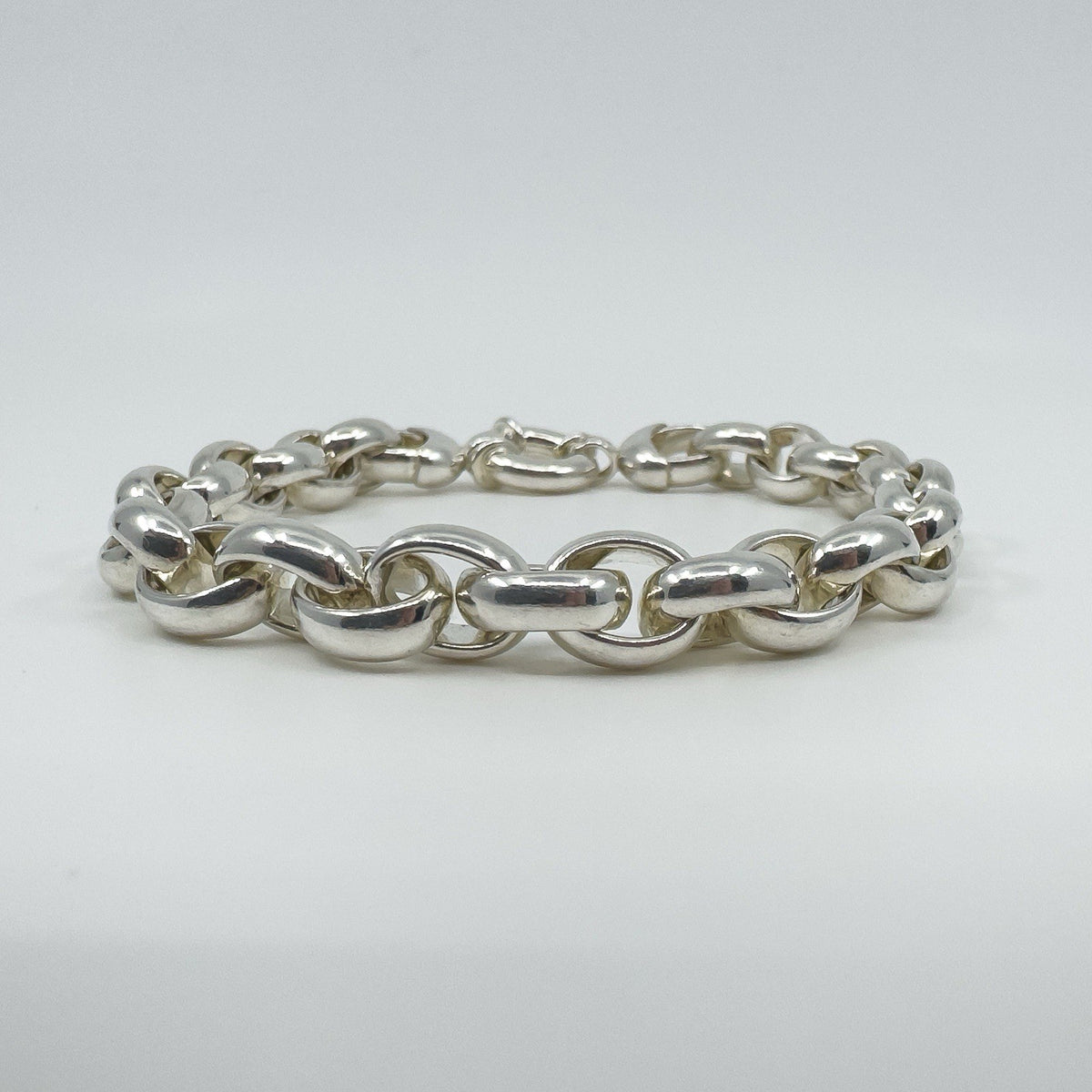 Sterling Silver Chunky Oval Belcher Chain 9.5” Bracelet Unisex 50g
