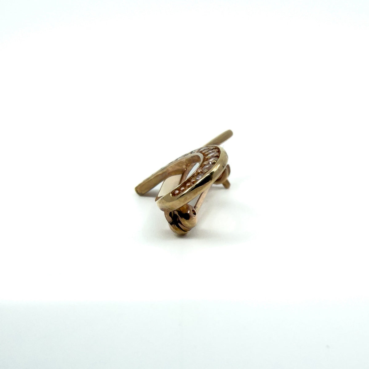 Contemporary Gold on Sterling Silver CZ Ribbon Brooch 925