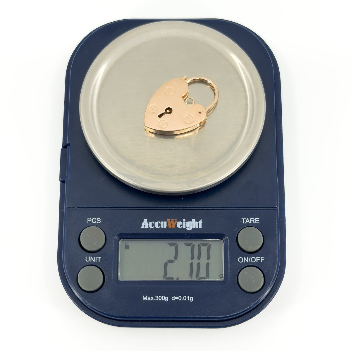 Vintage 9ct Rose Gold Heart Lock Padlock Pendant / Charm 375 (1996)