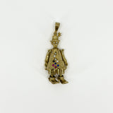Large Chunky Vintage 9ct Gold Articulated Clown CZ Pendant 375 (1996)
