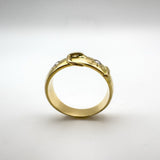 Vintage 18ct Gold 0.20ct Double Diamond Buckle Ring Size P Heavy 7g 6.9mm Band