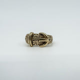 Vintage Chunky 9ct Gold Floral Engraved Buckle Ring 375 Size O 6.2g