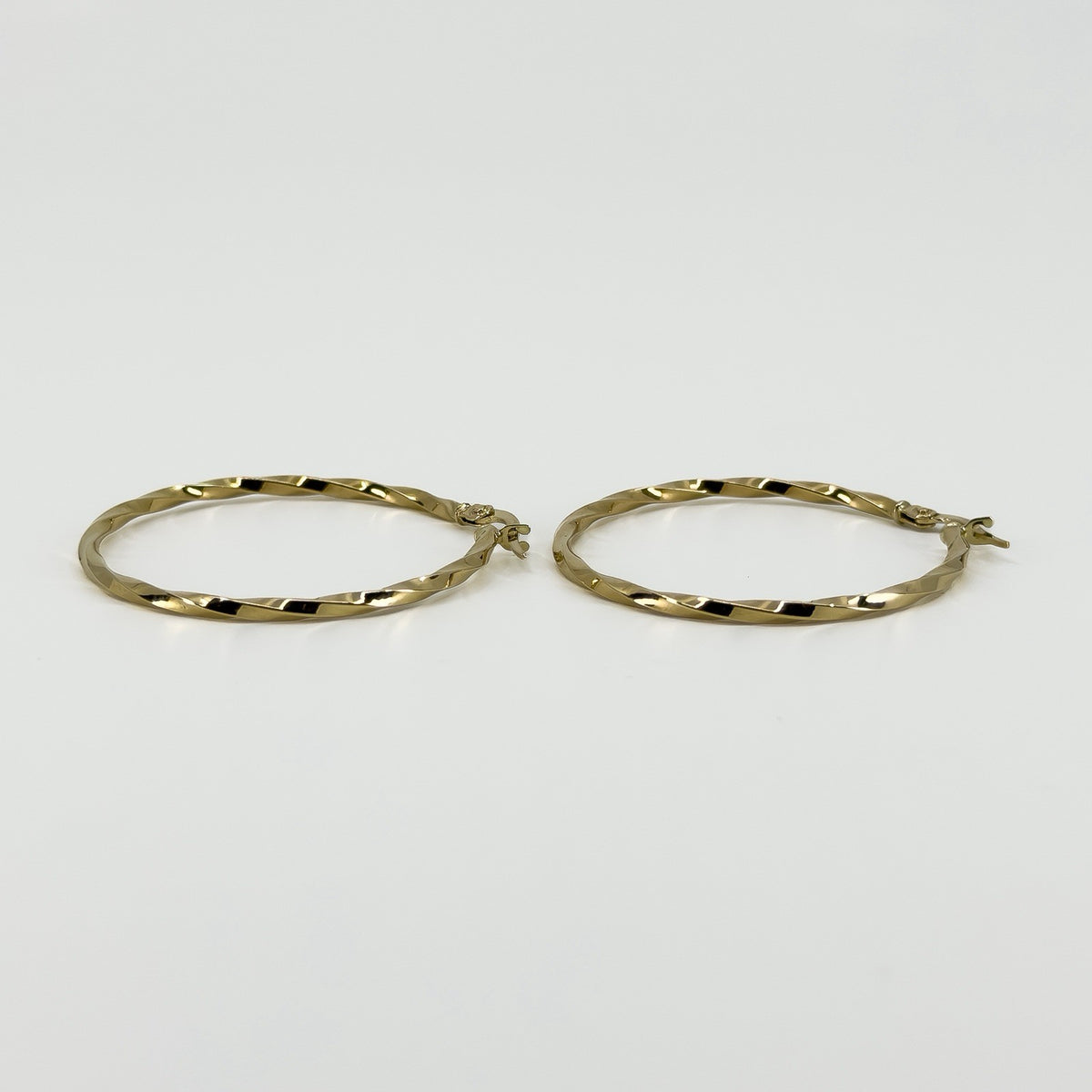 Large Vintage 9ct Gold Twisted Hoop Earrings 375