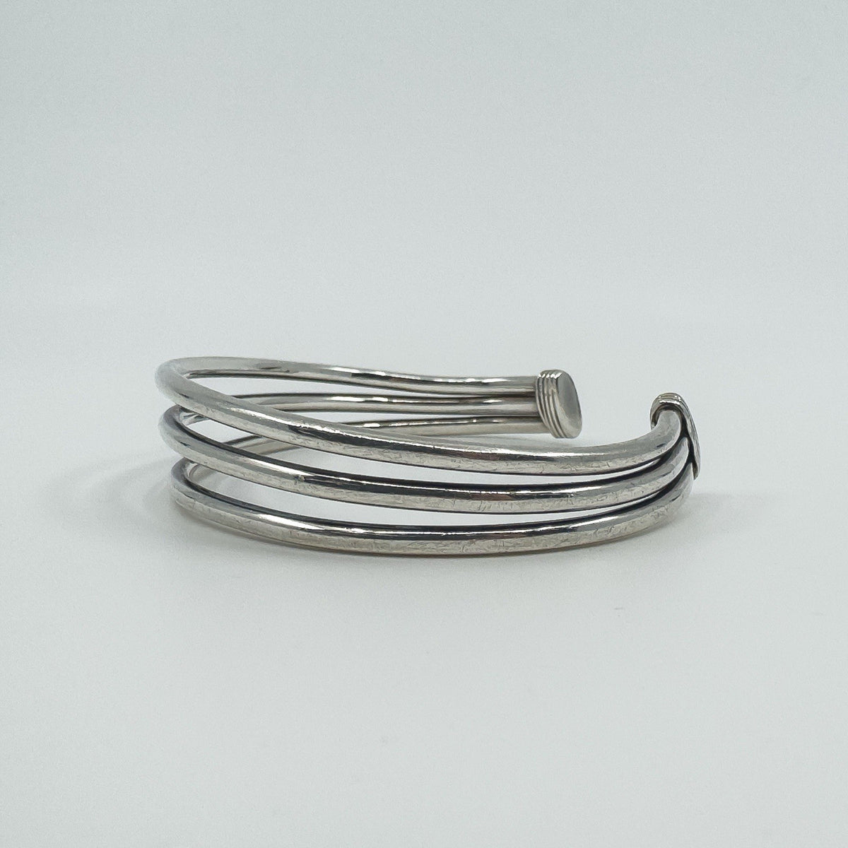Vintage Sterling Silver Chunky Oval Trilogy Torque Bangle / Bracelet 925 29g