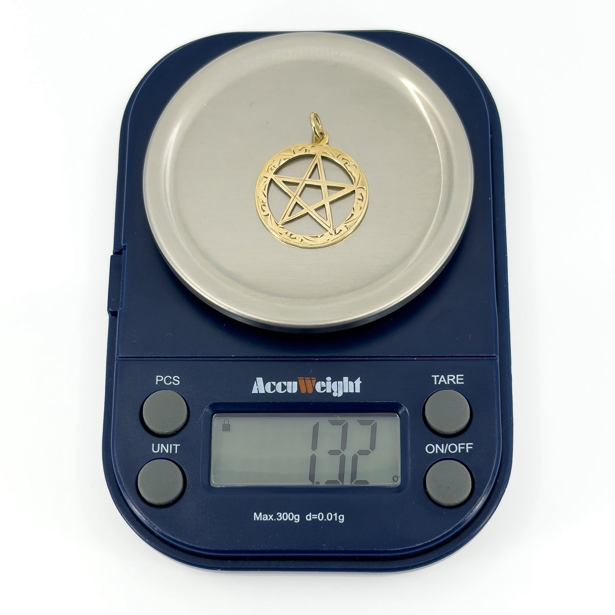 Vintage 9ct Rose Gold Engraved Pentagram / Pentacle Pendant 375 (Birm 1973)
