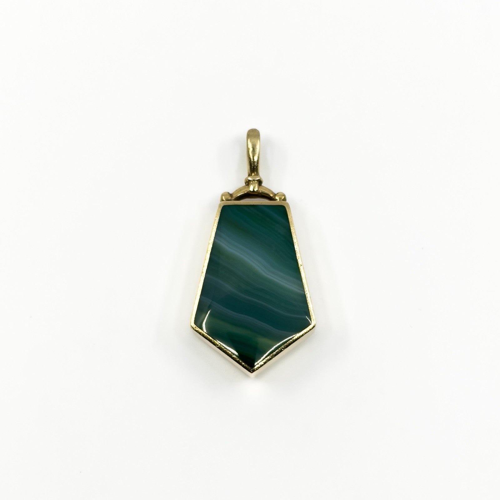 Large Chunky Vintage 9ct Gold Double Sided Green & Orange Agate Fob Pendant 375