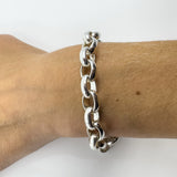 Sterling Silver Chunky Oval Belcher Chain 9.5” Bracelet Unisex 50g
