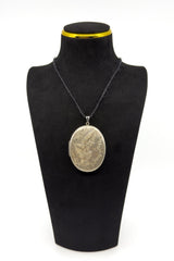 Large Vintage Sterling Silver Oval Floral Engraved Locket 925 (Birm 1973)