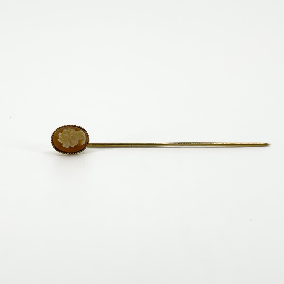 Vintage 9ct Cameo Shell Left Facing Stick Pin 375 (London 1980)