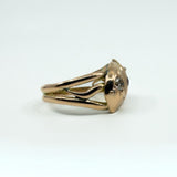 Antique 9ct Rose Gold Double Snake Diamond & Garnet Ring Size U (Chester 1909)