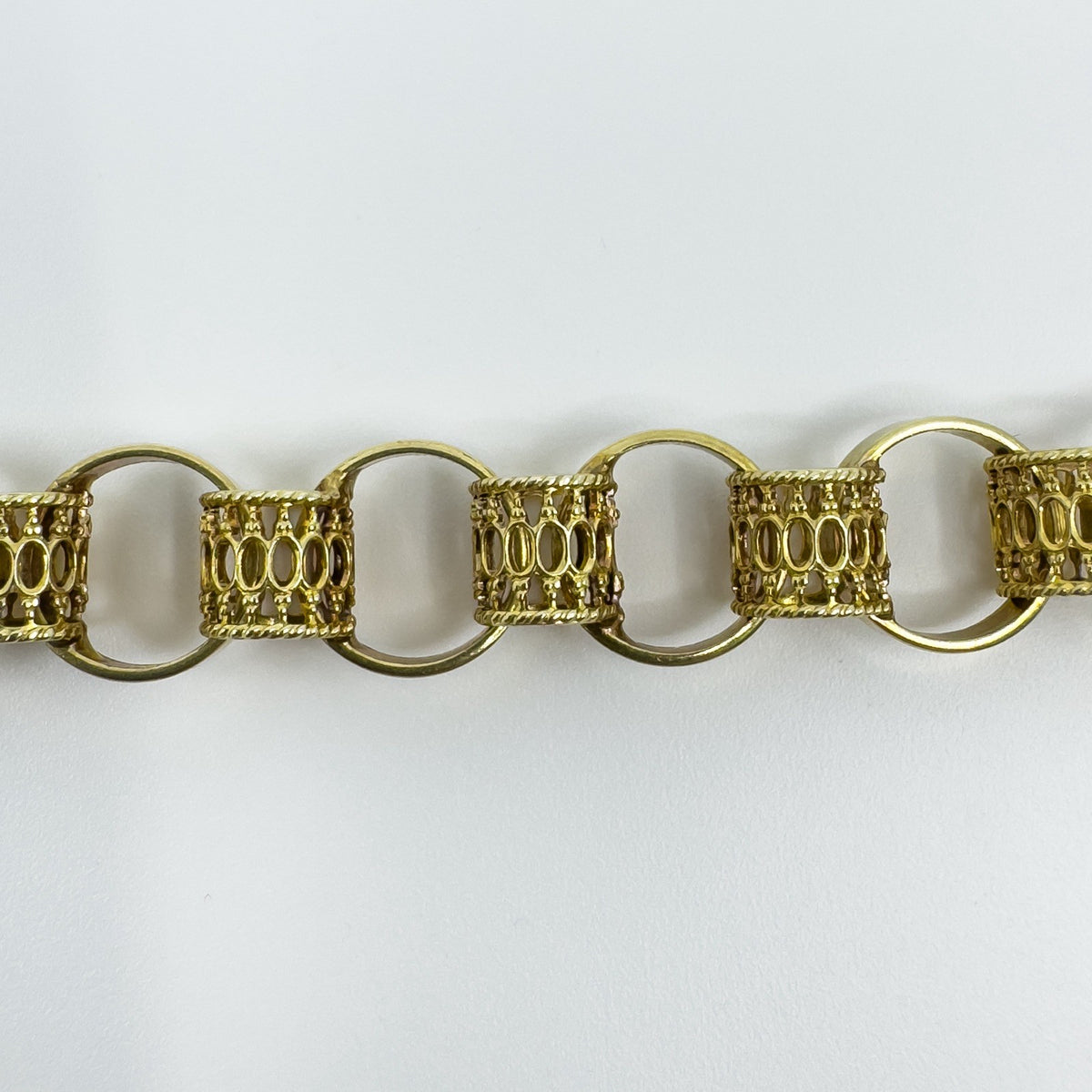 Vintage 9ct Gold Chunky Fancy Links 8” Bracelet 375 (London 1974) 14g