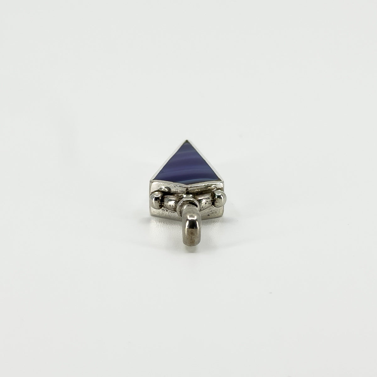 Chunky Vintage Double Sided Blue Agate & MOP Fob Pendant 925 by DSW