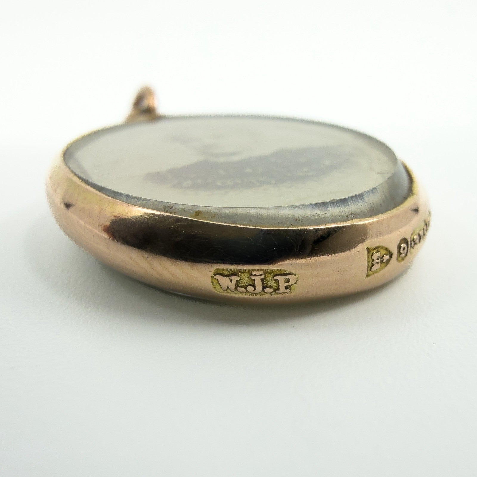 Antique 9ct Rose Gold Double Sided Glass Photo Locket 375 Chester 1902