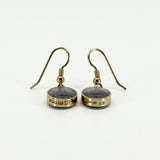 Vintage 9ct Gold Fob Earrings Blue John & Black Onyx 375 by David Scott Walker