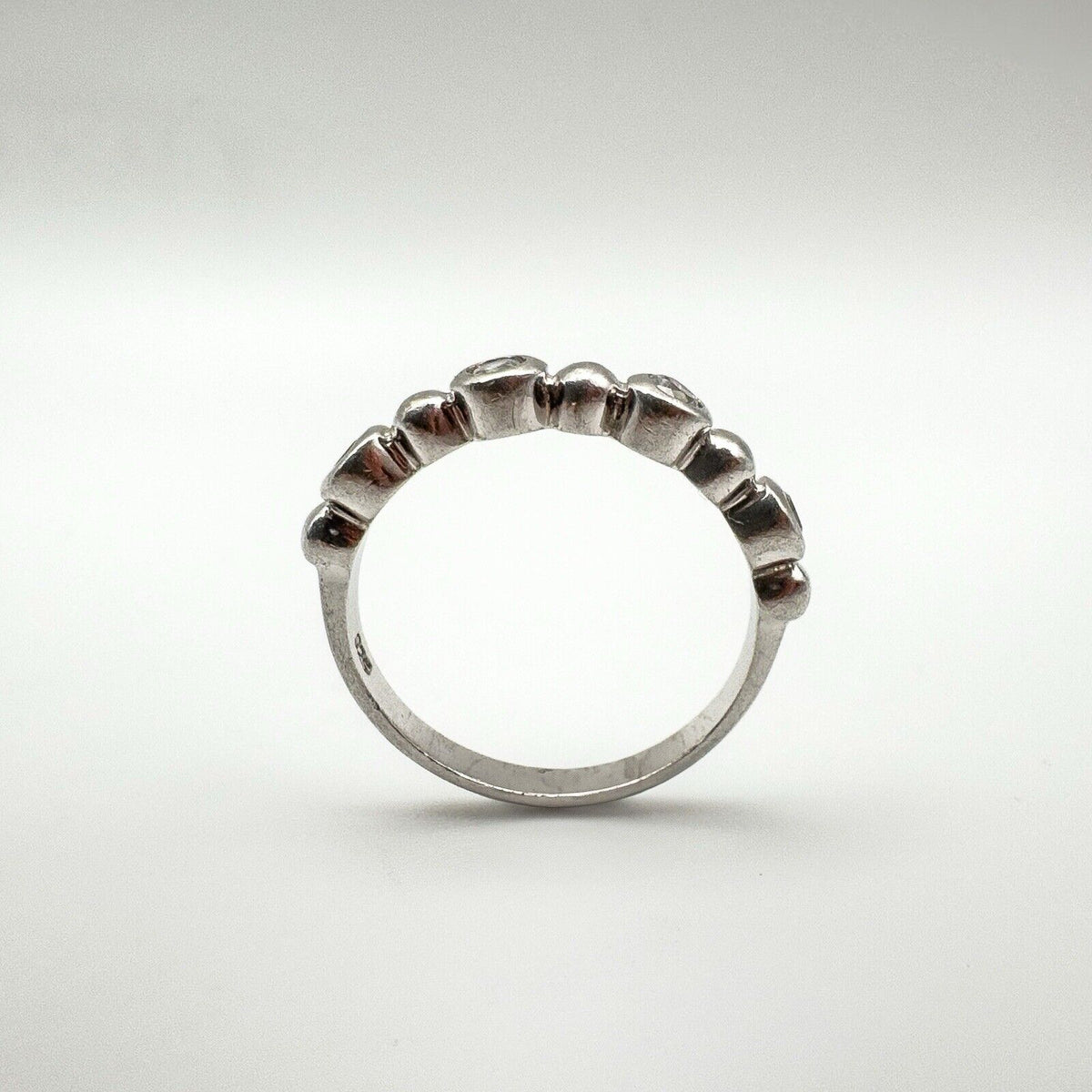 CZ Bubble Ring in Sterling Silver 925 Size P - Q Wedding Eternity Stacking