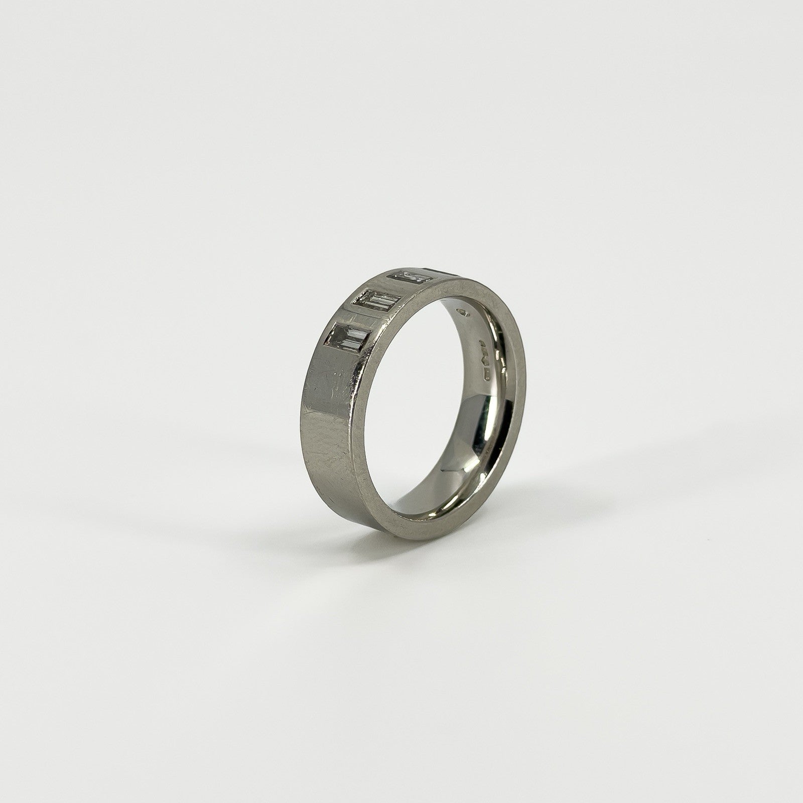 Chunky Platinum 0.90ct Diamond Baguette Cut Band / Ring 950 Size P UNISEX