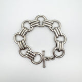 Wide Chunky Links & Hoops T-Bar Bracelet in Sterling Silver 925 Heavy 85g Unisex
