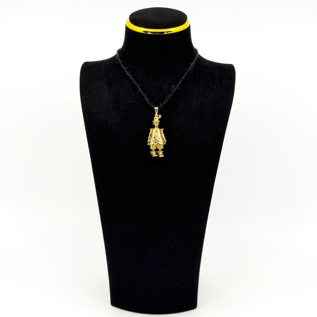 Large Chunky Vintage 9ct Gold Articulated Clown CZ Pendant 375 (1996)