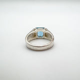 1.5ct Blue Topaz Solitaire Ring Sterling Silver 925 Size K Engagement Stacking