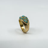 Antique 14ct Rose Gold Turquoise Bombe Ring Size M