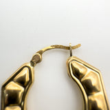 New & Unworn 9ct Gold Vintage Creole Hexagonal Chunky Hoop Earrings