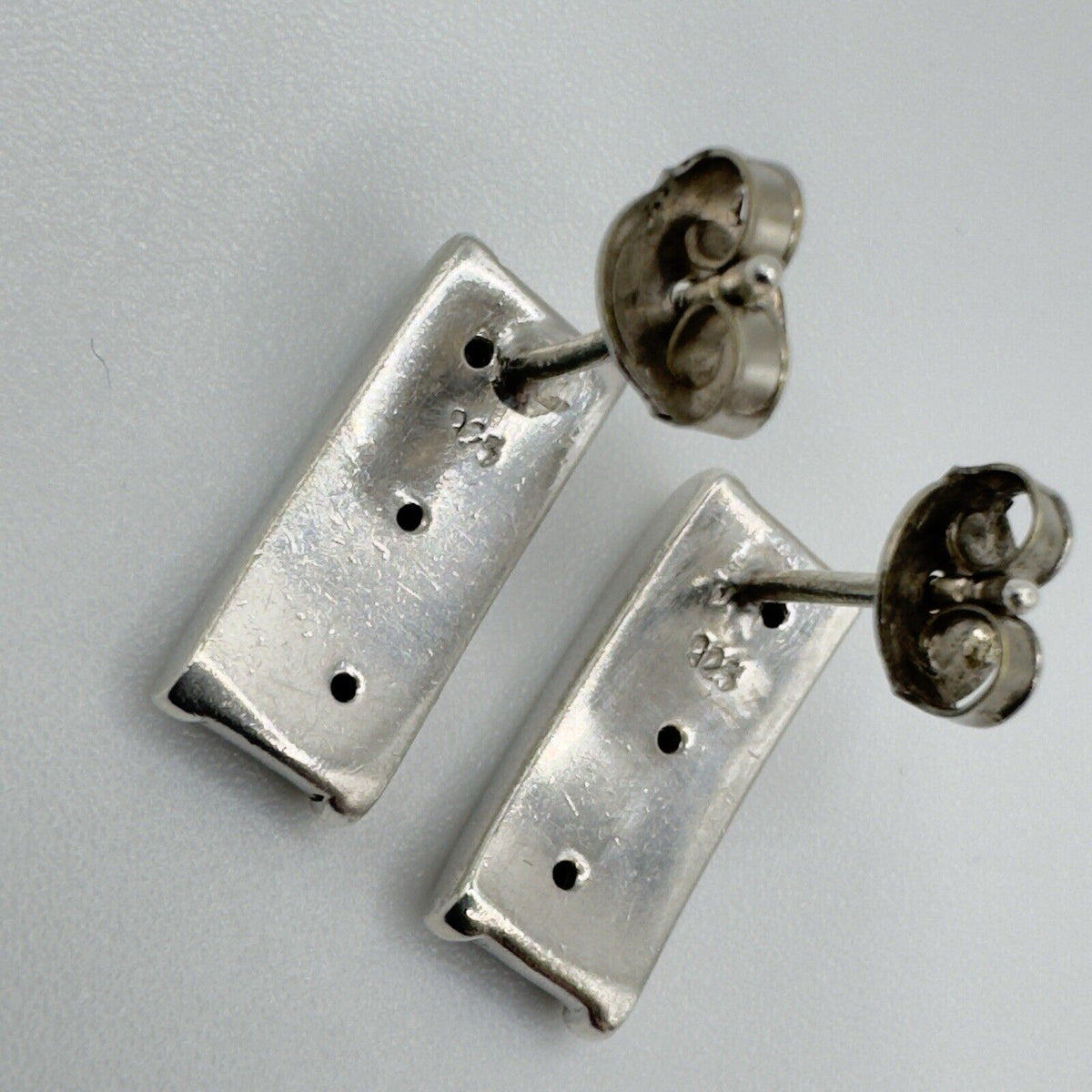 0.06ct Diamond Stud Bar Drop Earrings on Sterling Silver 925