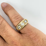 Chunky Vintage 9ct Gold 1.30ct Starburst Diamond Trilogy Ring Gypsy Band Size U