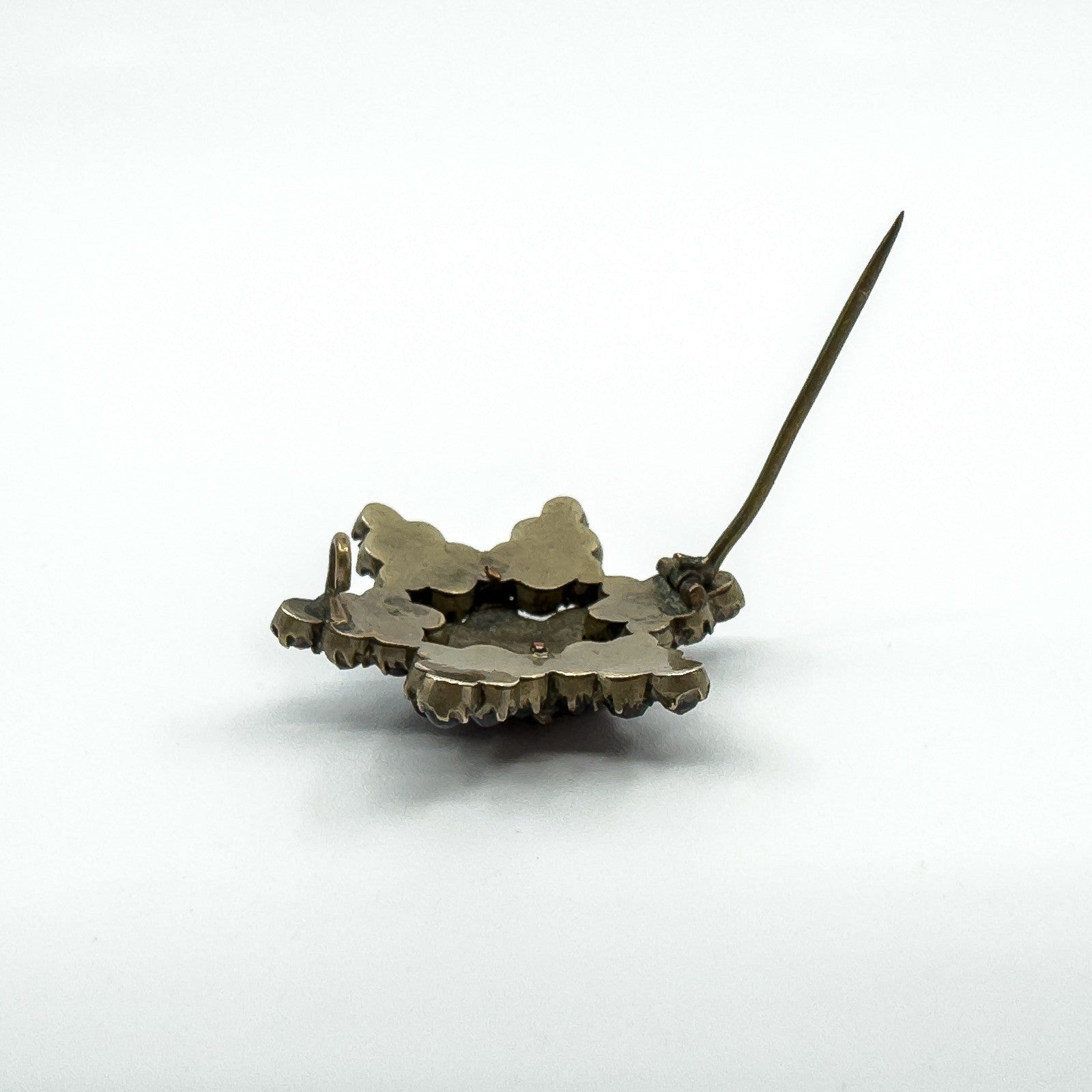 Antique Silver Gilt Bohemian Rose Cut Garnet Star Brooch