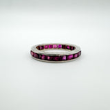 Vintage Antique Art Deco Platinum 1.6ct Ruby Full Eternity Band Ring Size K - L
